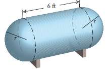 A gas tank has ends that are hemispheres of radius