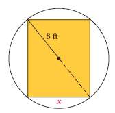 A rectangle that is x feet wide is inscribed in