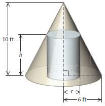 A right circular cylinder of height h and radius r