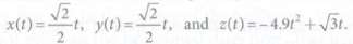 For a certain object in three-dimensional motion, the x-, y-,