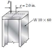 A steel column (E = 30 ( 103 ksi) with