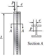 A steel column (E = 30 ( 103 ksi) that
