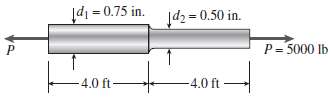 A steel bar 8.0 ft long has a circular cross