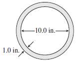 A hollow circular tube having an inside diameter of 10.0