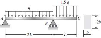 A steel beam ABC is simply supported at A and