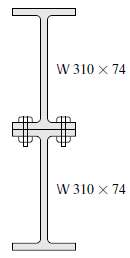 Two W 310 x 74 steel wide-flange beams are bolted