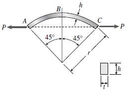 A curved bar ABC having a circular axis (radius.) is