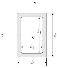 A hollow box beam with height h = 9.5 in.,