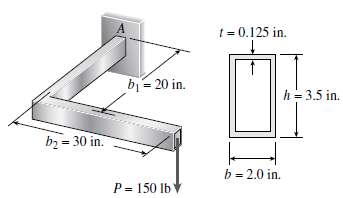 An L-shaped bracket lying in a horizontal plane supports a