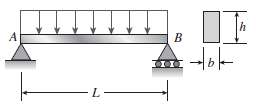 A uniformly loaded simple beam AB (see figure) of span