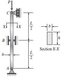 A rectangular column with cross-sectional dimensions b and is pin-supported