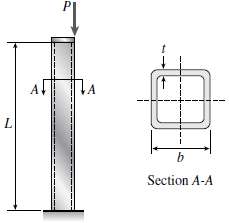 An aluminum box column of square cross section is fixed