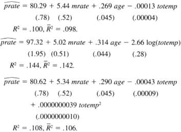 The following three equations were estimated using the 1,534 observations
