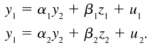 Write a two-equation system in 