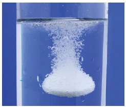 The fizz produced when an Alka-Seltzer® tablet is dissolved in