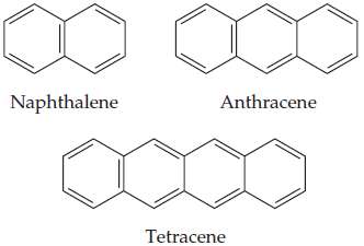 The organic molecules shown here are derivatives of benzene in