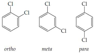 Dichlorobenzene, C6H4Cl2, exists in three forms (isomers) called ortho, meta,