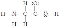 Consider the Lewis structure for glycine, the simplest amino acid:
(a)
