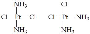 There are two compounds of the formula Pt(NH3)2Cl2:The compound on