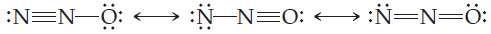The following three Lewis structures can be drawn for N2O:
(a)