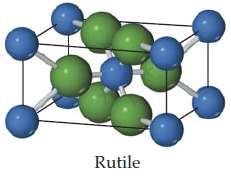 The rutile and fluorite structures, shown here (anions are colored