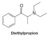 Diethylpropion (shown here) is a compound used in the treatment