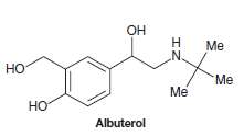 Albuterol, shown here, is a commonly prescribed asthma medication. For