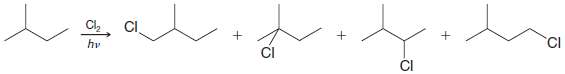 Consider the monochlorination of 2-methylbutane.(a) Assuming that the product mixture