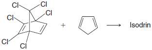 Isodrin, an isomer of aldrin, is obtained when cyclopentadiene reacts