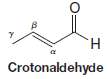 The hydrogen atoms of the g carbon of crotonaldehyde are