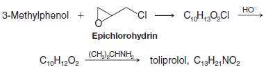 A synthesis of the b-receptor blocker called toliprolol begins with