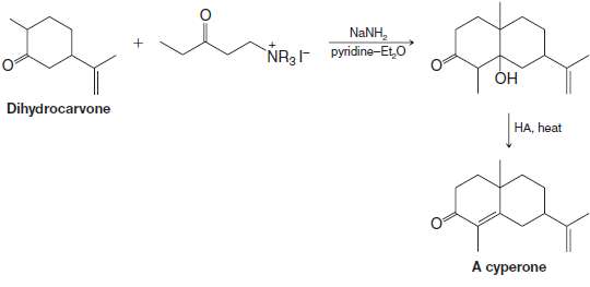A useful synthesis of sesquiterpene ketones, called cyperones, was accomplished