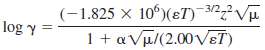 The temperature-dependent form of the extended Debye- HÃ¼ckel equation 7-6