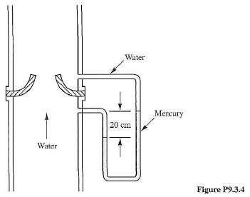 Determine the discharge in the 40-cm diameter waterline shown in