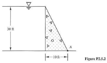 A concrete dam with a triangular cross section (Figure P2.5.2)
