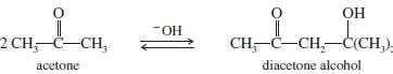 Under base-catalyzed conditions, two molecules of acetone can condense to