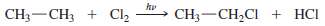(a) Propose a mechanism for the free-radical chlorination of ethane,
(b)