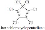 Kepone and chlordane are synthesized from hexachlorocyclopentadiene and other five