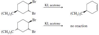 The following compounds show different rates of debromination. One reacts