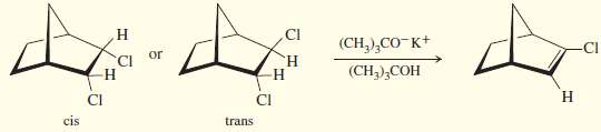 One of the following dichloronorbornanes undergoes elimination much faster than