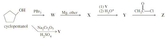 Give the structures of the intermediates and products V through