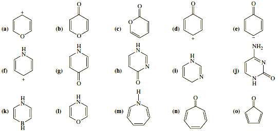 Some of the following compounds show aromatic properties, and others