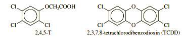 Agent Orange contains (2, 4, 5-trichlorophenoxy) acetic acid, called 2,