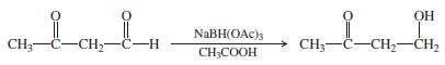 Sodium triacetoxyborohydride, NaBH(OAc)3 is a mild reducing agent that reduces