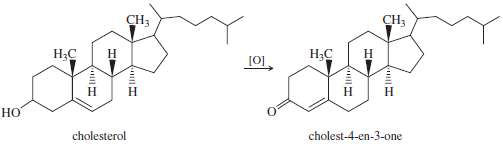 Oxidation of cholesterol converts the alcohol to a ketone. Under