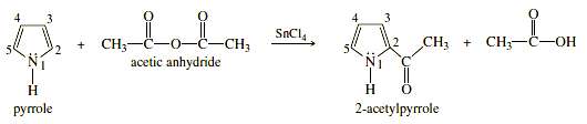 Pyrrole undergoes electrophilic aromatic substitution more readily than benzene, and
