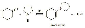 Ketones and aldehydes react with primary amines to give imines.