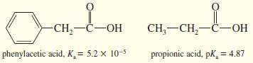 The Ka of phenylacetic acid is 5.2 Ã— 10-5, and