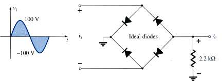 Determine vo and the required PIV rating of each diode