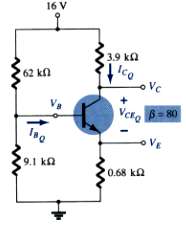 A. Determine IC and VCE for the network of Fig.